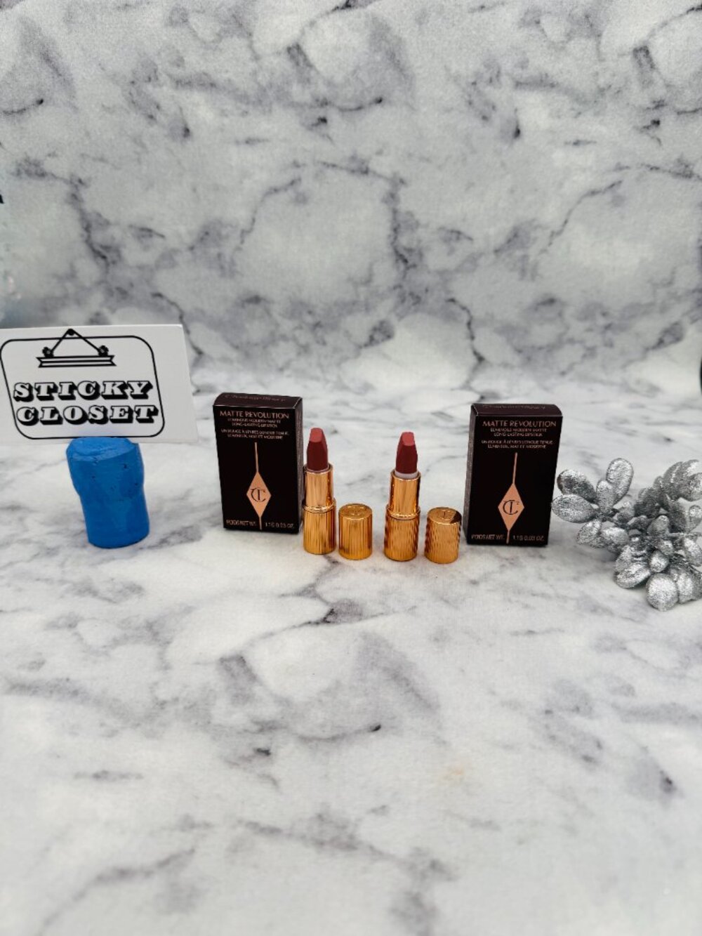 Charlotte Tilbury Beauty Gift Set-Matte Lipstick Color Pillow Talk-2pc-BOXED-NEW